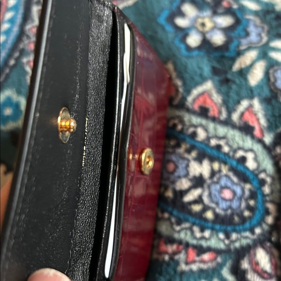 New Alexander McQueen Burgundy Croc-Embossed Card Holder - Picture 5 of 5
